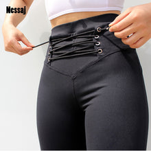 Load image into Gallery viewer, Women's Fitness High Tie Waist Leggings - Push Up Elasticity Skinny Pants