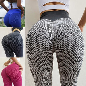 Women High Waist Tummy Anti Cellulite Textured Leggings Sport Lifting Yoga  Pants