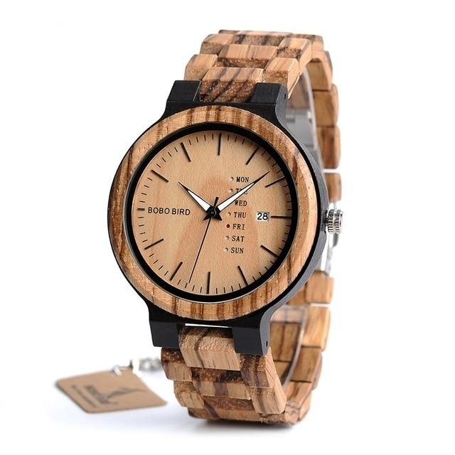 Luxury Watch - Men's Quartz Wooden Wristwatch with Auto Date and Calendar