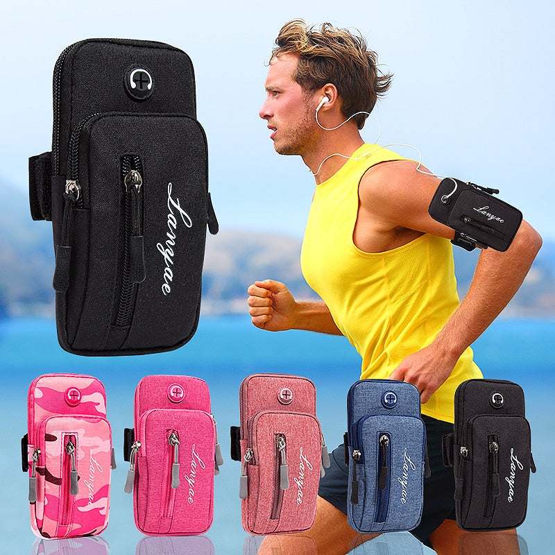 Simple Style Running Men Women Arm Bags for Phone Money Keys Outdoor Sports Arm Package Bag with Headset Hole