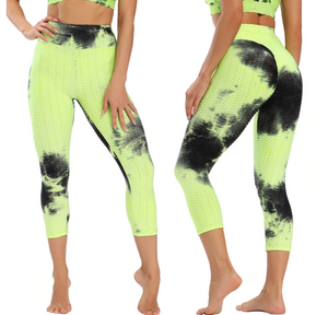 Tie Dye Calf Length Anti-Cellulite High Waist Leggings